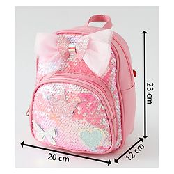 Babyhug Fashion Backpack with Hearts  & Bow Applique - Pink