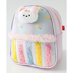 Babyhug Fashion Backpacks With Teddy Bear Applique - Multicolor