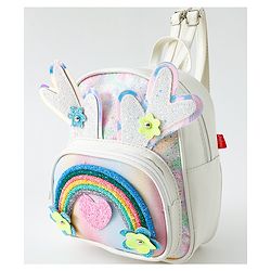 Babyhug Fashion Backpack with Hearts & Flower Applique - White