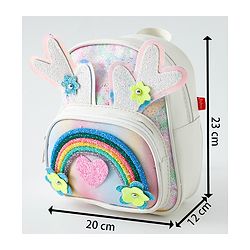 Babyhug Fashion Backpack with Hearts & Flower Applique - White
