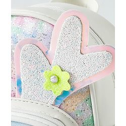 Babyhug Fashion Backpack with Hearts & Flower Applique - White