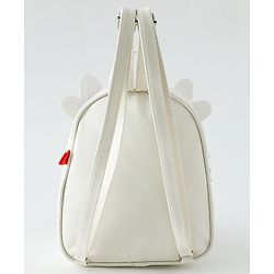 Babyhug Fashion Backpack with Hearts & Flower Applique - White