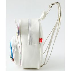 Babyhug Fashion Backpack with Hearts & Flower Applique - White