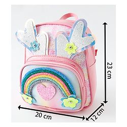 Babyhug Fashion Backpack with Hearts & Flower Applique - White