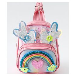 Babyhug Fashion Backpack with Hearts & Flower Applique - White