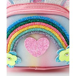 Babyhug Fashion Backpack with Hearts & Flower Applique - White