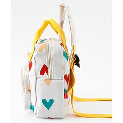Babyhug Free Size Fashion Backpack With Hearts Design - White