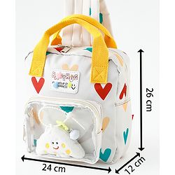 Babyhug Free Size Fashion Backpack With Hearts Design - White