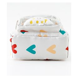 Babyhug Free Size Fashion Backpack With Hearts Design - White