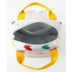 Babyhug Free Size Fashion Backpack With Hearts Design - White