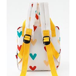 Babyhug Free Size Fashion Backpack With Hearts Design - White
