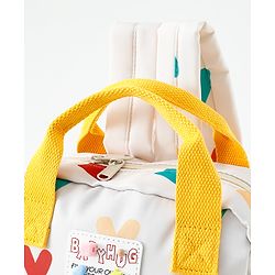 Babyhug Free Size Fashion Backpack With Hearts Design - White