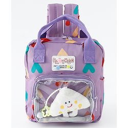 Babyhug Free Size Fashion Backpack With Hearts Design - White