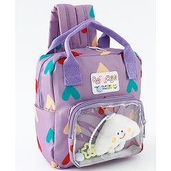 Babyhug Free Size Fashion Backpack With Hearts Design - White