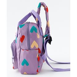 Babyhug Free Size Fashion Backpack With Hearts Design - White