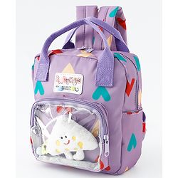 Babyhug Free Size Fashion Backpack With Hearts Design - White