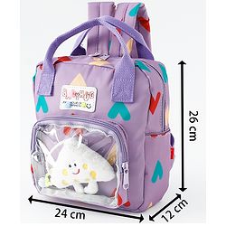 Babyhug Free Size Fashion Backpack With Hearts Design - White
