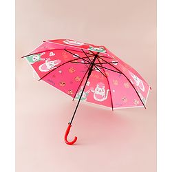 Babyhug Free Size Umbrella with Cat Print - Red