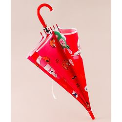 Babyhug Free Size Umbrella with Cat Print - Red