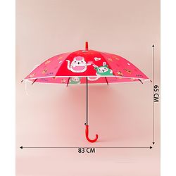 Babyhug Free Size Umbrella with Cat Print - Red