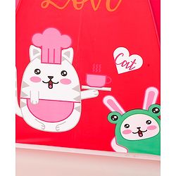 Babyhug Free Size Umbrella with Cat Print - Red