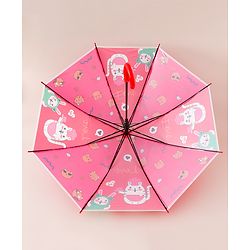 Babyhug Free Size Umbrella with Cat Print - Red