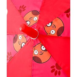 Babyhug Free Size Umbrella with Cat Print - Red