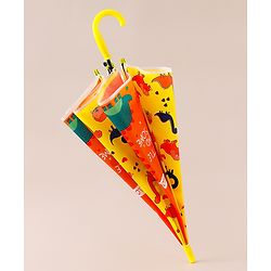 Babyhug Free Size Umbrella with Dinosaur Print - Yellow
