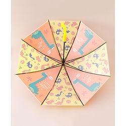 Babyhug Free Size Umbrella with Dinosaur Print - Yellow