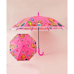 Babyhug Free Size Umbrella with Animal Print - Fuchsia