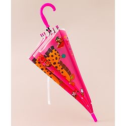 Babyhug Free Size Umbrella with Animal Print - Fuchsia