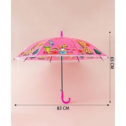 Babyhug Free Size Umbrella with Animal Print - Fuchsia