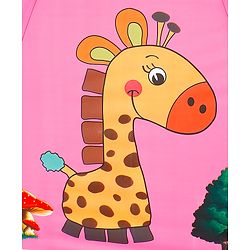 Babyhug Free Size Umbrella with Animal Print - Fuchsia