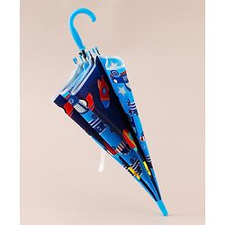Babyhug Free Size Umbrella with Car Print - Blue