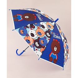 Babyhug Free Size Umbrella with Teddy Print - Multicolor