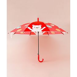 Babyhug Free Size Umbrella with Teddy Print - Red
