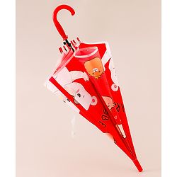 Babyhug Free Size Umbrella with Teddy Print - Red