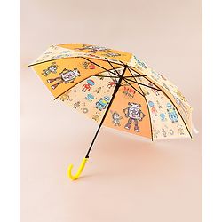 Babyhug Free Size Umbrella with Robot Print - Yellow