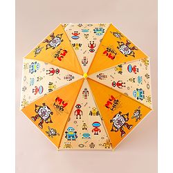 Babyhug Free Size Umbrella with Robot Print - Yellow