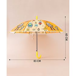 Babyhug Free Size Umbrella with Robot Print - Yellow