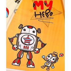 Babyhug Free Size Umbrella with Robot Print - Yellow