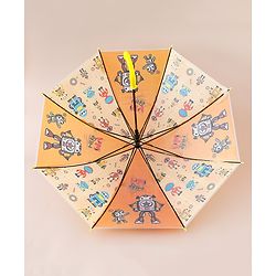 Babyhug Free Size Umbrella with Robot Print - Yellow