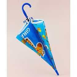 Babyhug Free Size Umbrella with Giraffe Print - Blue