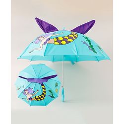 Babyhug Umbrella With Mermaid Print & Applique - Blue
