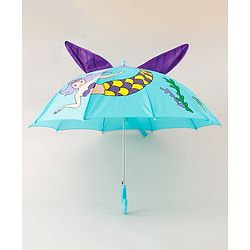 Babyhug Umbrella With Mermaid Print & Applique - Blue