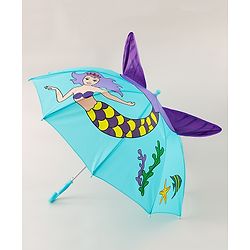 Babyhug Umbrella With Mermaid Print & Applique - Blue