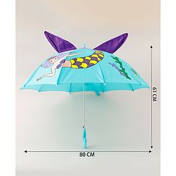Babyhug Umbrella With Mermaid Print & Applique - Blue