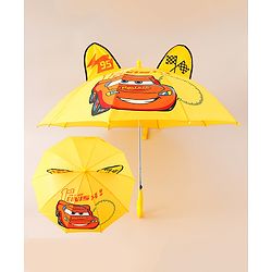 Babyhug Unisex Umbrella With Car Print & Applique - Yellow