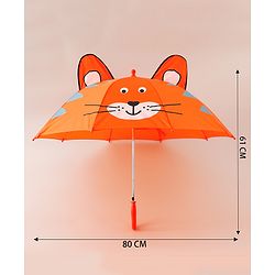 Babyhug Unisex Umbrella WIth Cat Print & Applique - Orange