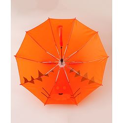 Babyhug Unisex Umbrella WIth Cat Print & Applique - Orange